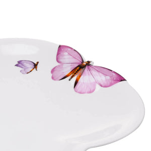 Kit com 6 Pratos de Sobremesa em Porcelana Borboleta Wolff 19 cm