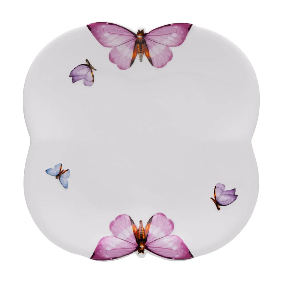 Kit com 6 Pratos de Sobremesa em Porcelana Borboleta Wolff 19 cm