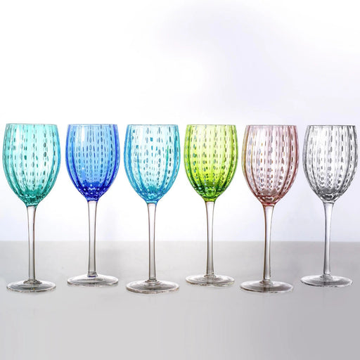 Kit com 6 Taças para Vinho em Cristal Coloratta 360ml Cores Sortidas