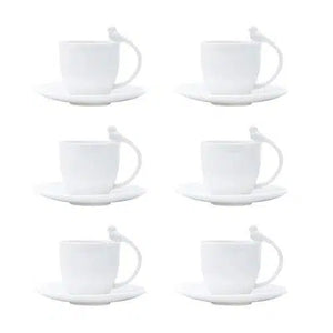 Kit com 6 Xícaras de Café Com Pires Porcelana Birds 85ml