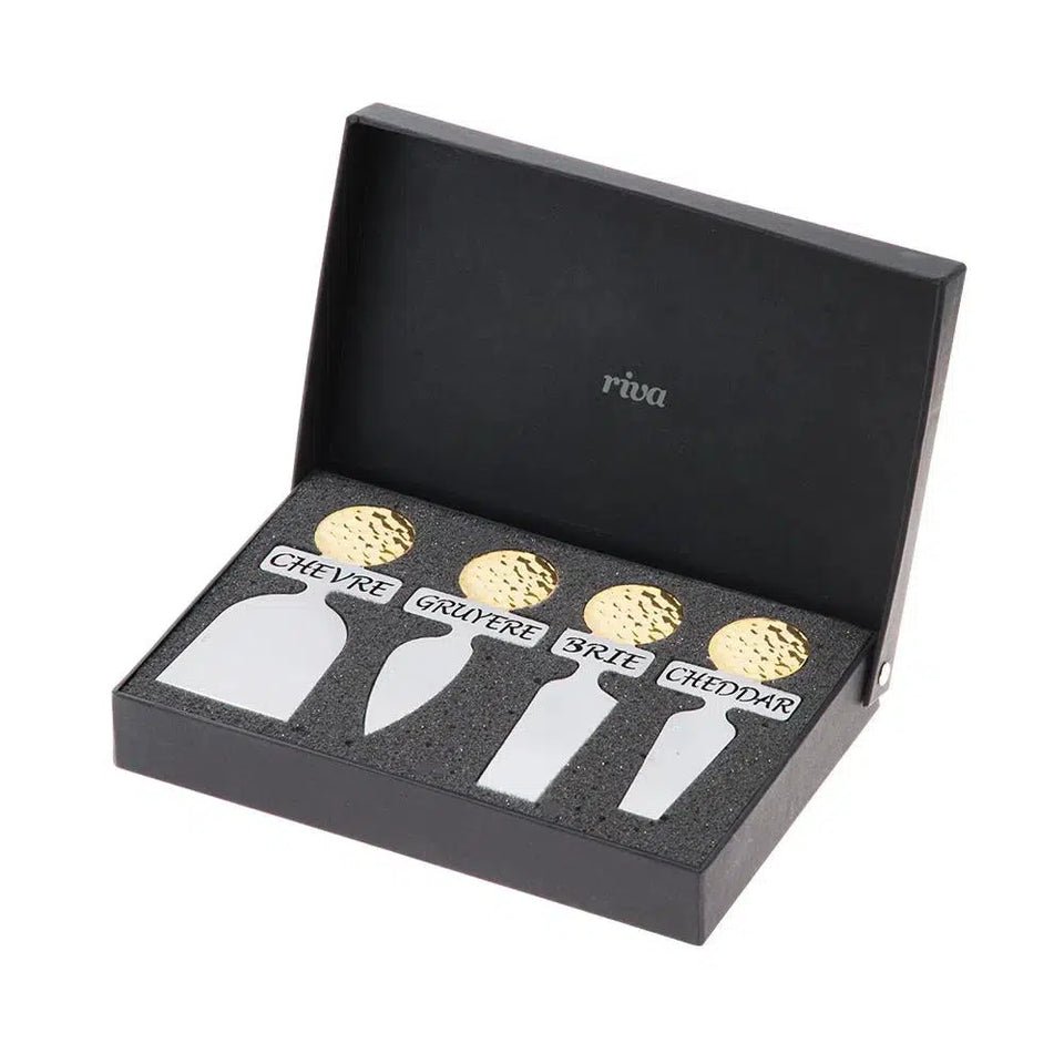 Kit com Facas p/ Queijo My Cheese Nocc com Detalhes Ouro 24K Riva