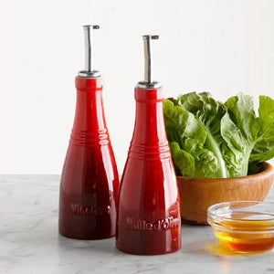 Kit com Porta Azeite e Vinagre Cerâmica Vermelho 240ml Le Creuset