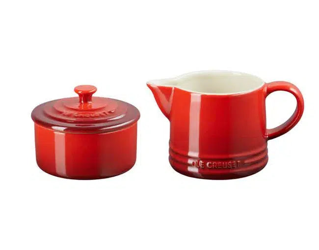 Kit com Porta Creme 300ml e Açúcar 250ml Signature Cerâmica Vermelho Le Creuset