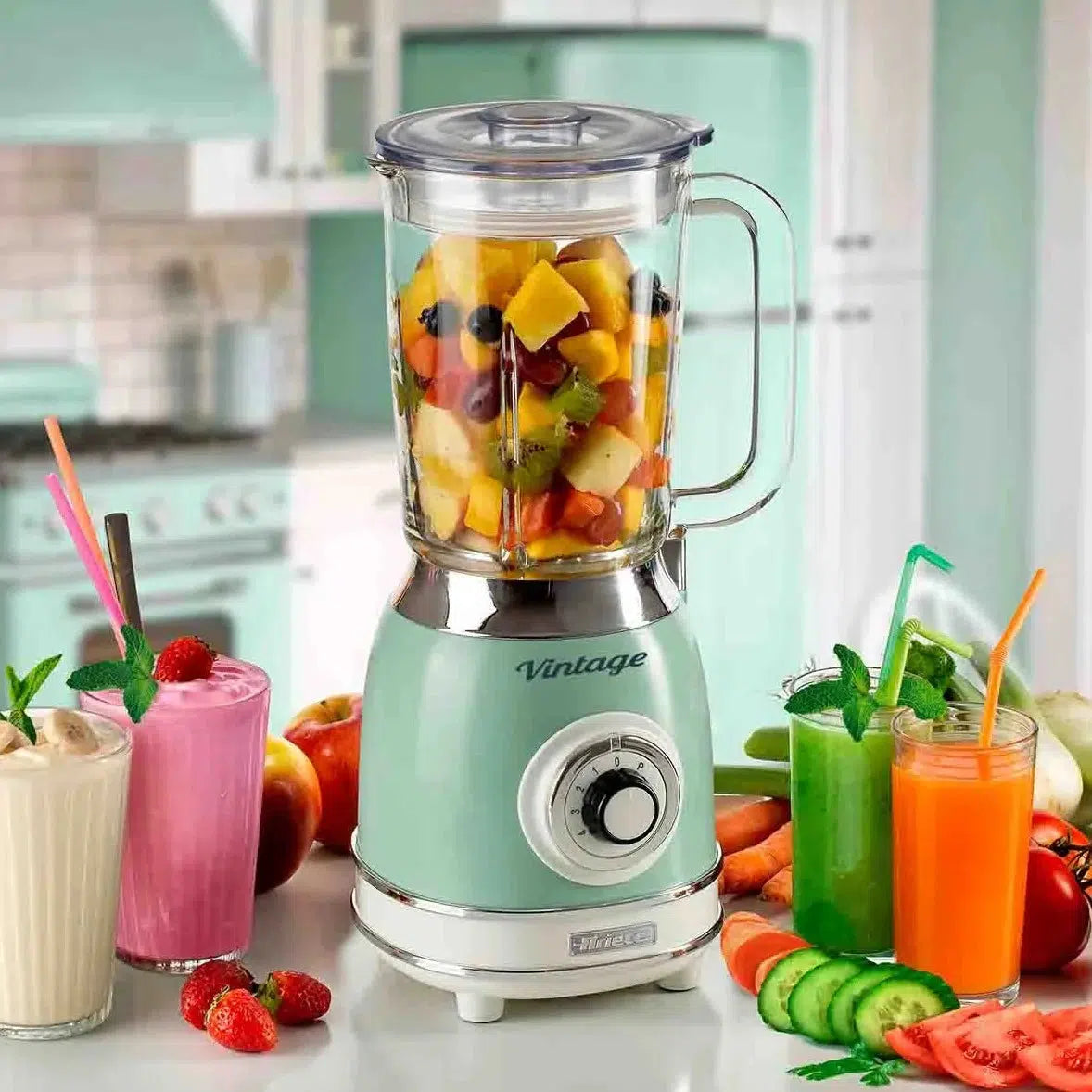 Liquidificador Vintage Verde Copo de Vidro 1,5L 220V 1000W Ariete