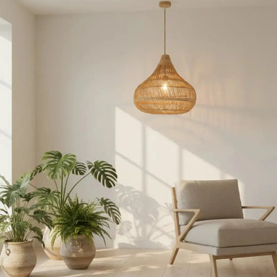 Luminária Artesanal Rattan Natural Amaya 107x110cm Bahali