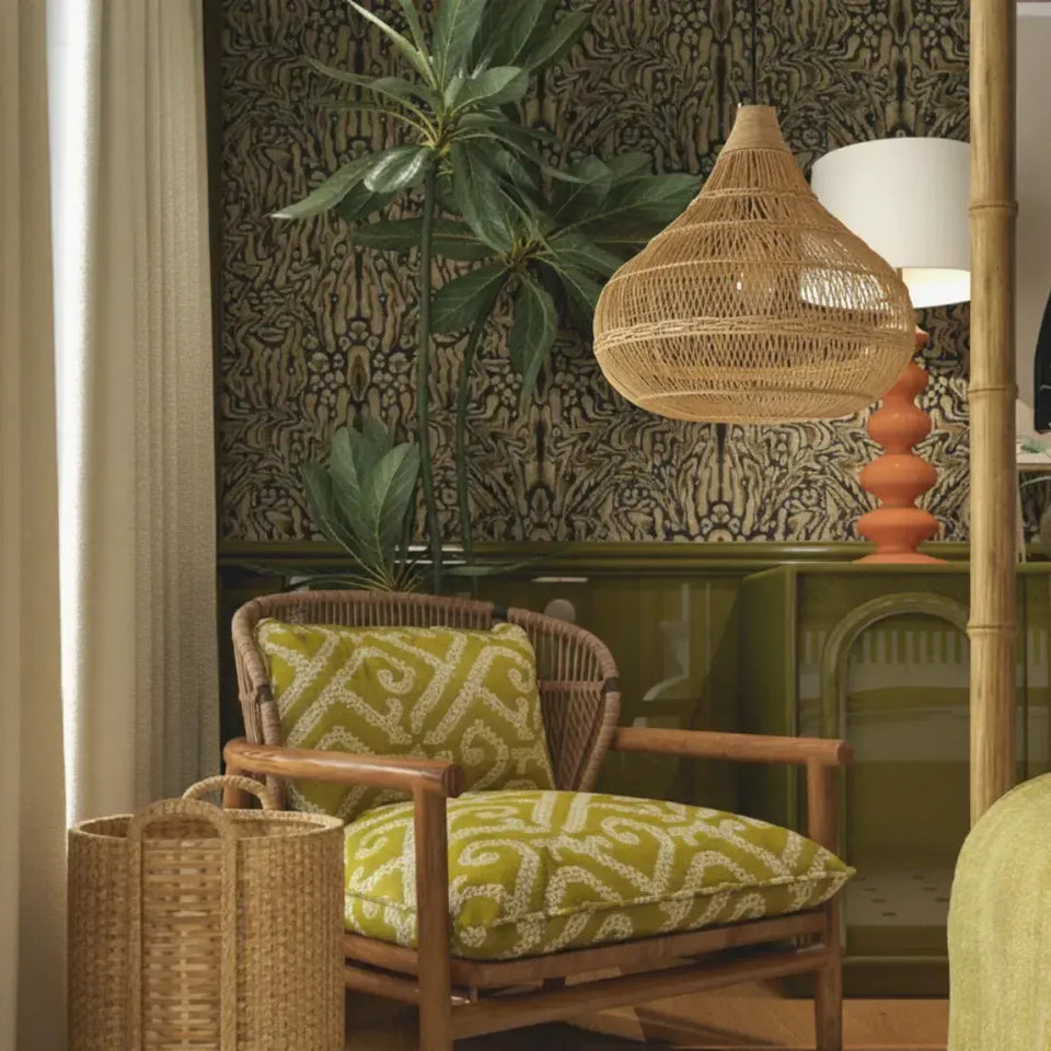 Luminária Artesanal Rattan Natural Amaya 80x77cm Bahali