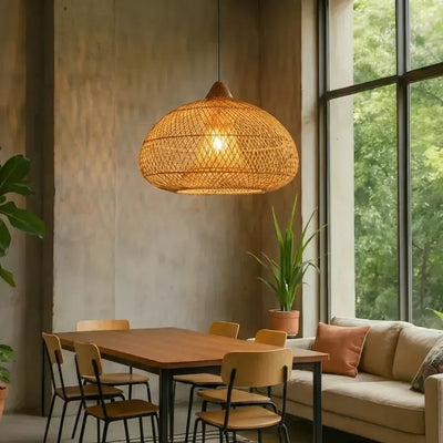 Luminária Artesanal Rattan Natural Ayla 80x51cm Bahali