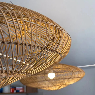 Luminária Artesanal Rattan Natural Gaia 60x24cm Bahali