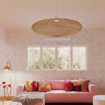 Luminária Artesanal Rattan Natural Gaia 200x55cm Bahali