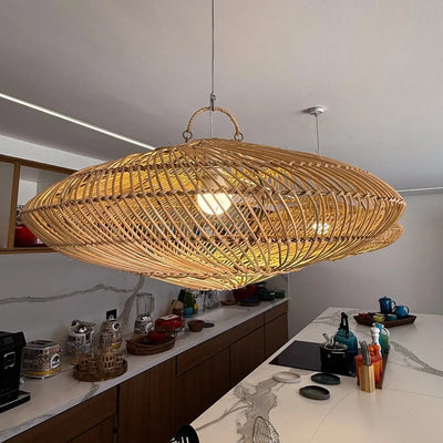 Luminária Artesanal Rattan Natural Gaia 60x24cm Bahali