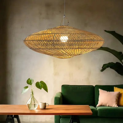 Luminária Artesanal Rattan Natural Gaia 60x24cm Bahali