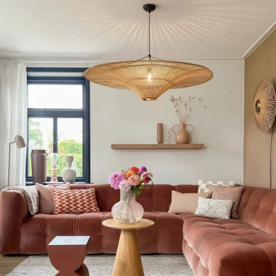 Luminária Artesanal Rattan Natural Liora 110x30cm Bahali