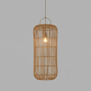 Luminária Artesanal Rattan Natural Nala 50x120cm Bahali
