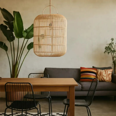 Luminária Artesanal Rattan Natural Nala 50x60cm Bahali