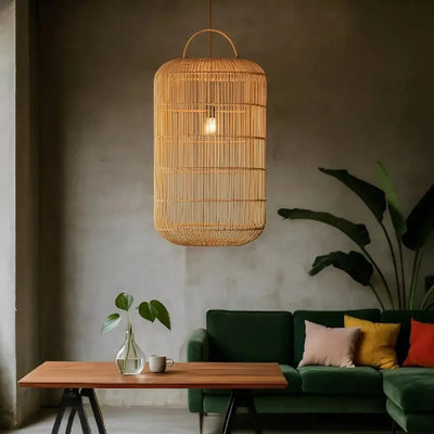 Luminária Artesanal Rattan Natural Nala 50x80cm Bahali