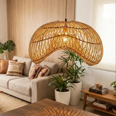 Luminária Artesanal Rattan Natural Nami 40cm Bahali
