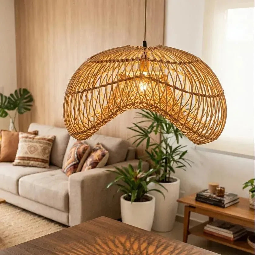 Luminária Artesanal Rattan Natural Nami 40cm Bahali