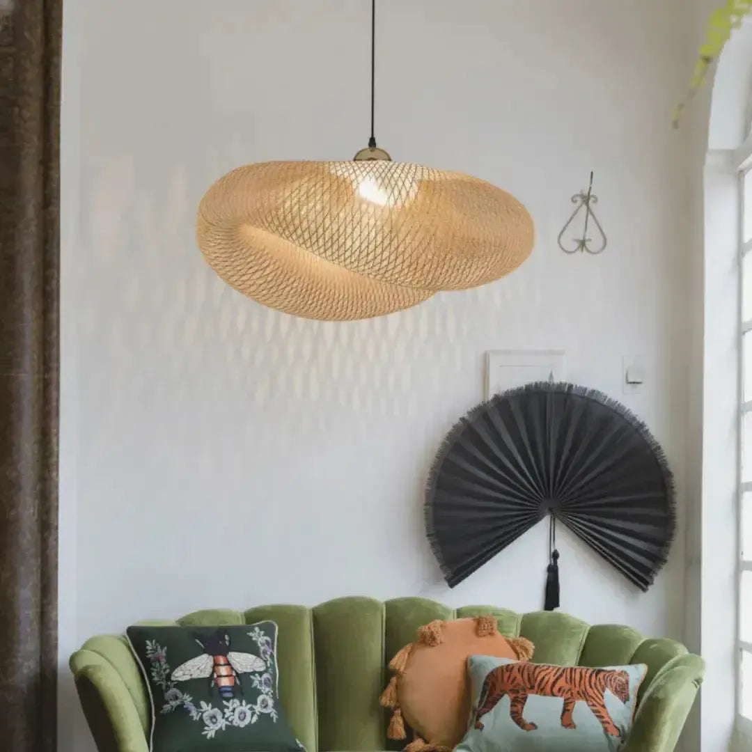 Luminária Artesanal Rattan Natural Nami 80cm Bahali