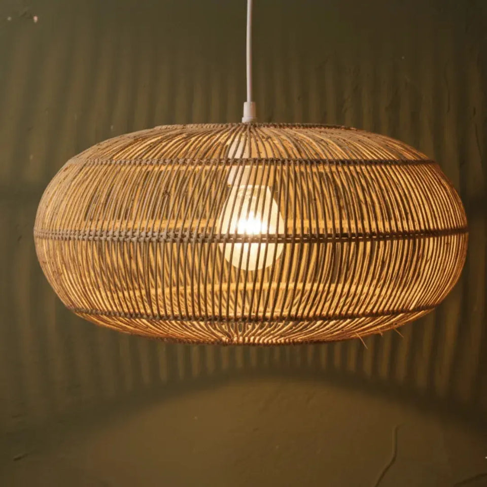 Luminária Artesanal Rattan Natural Nildo 40x22cm Bahali