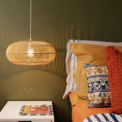Luminária Artesanal Rattan Natural Nildo 40x22cm Bahali
