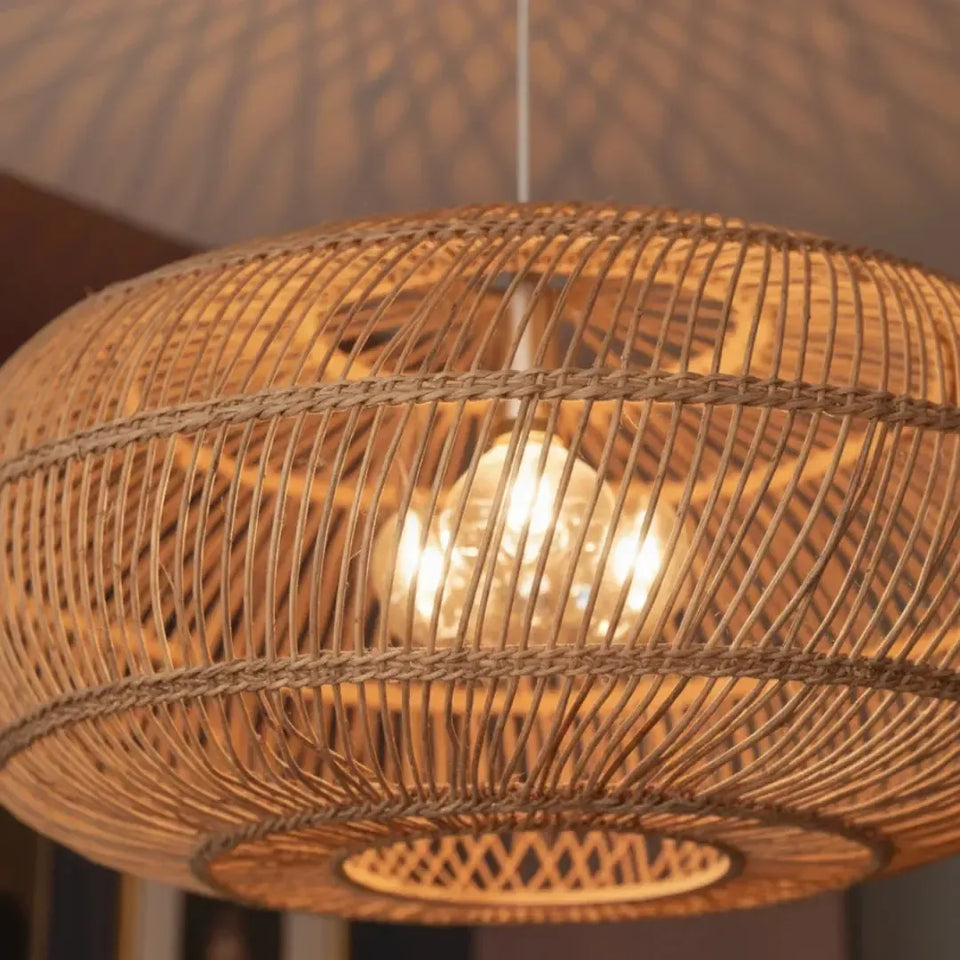 Luminária Artesanal Rattan Natural Nildo 50x28cm Bahali