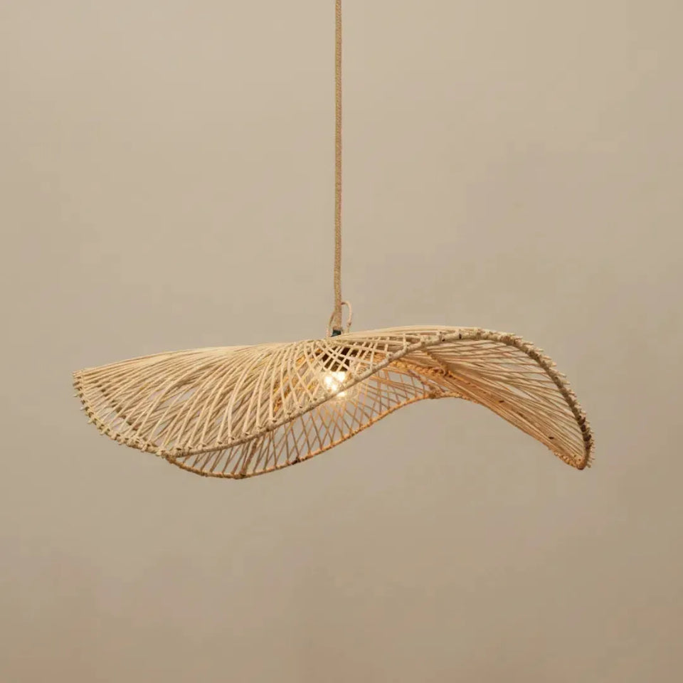 Luminária Artesanal Rattan Natural Orgânica Sora 40x40x15cm Bahali