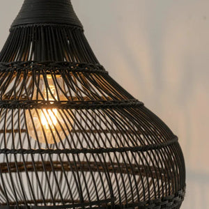 Luminária Artesanal Rattan Natural Preto Amaya 107x100cm Bahali