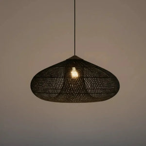 Luminária Artesanal Rattan Preta Ayla 80x51cm Bahali