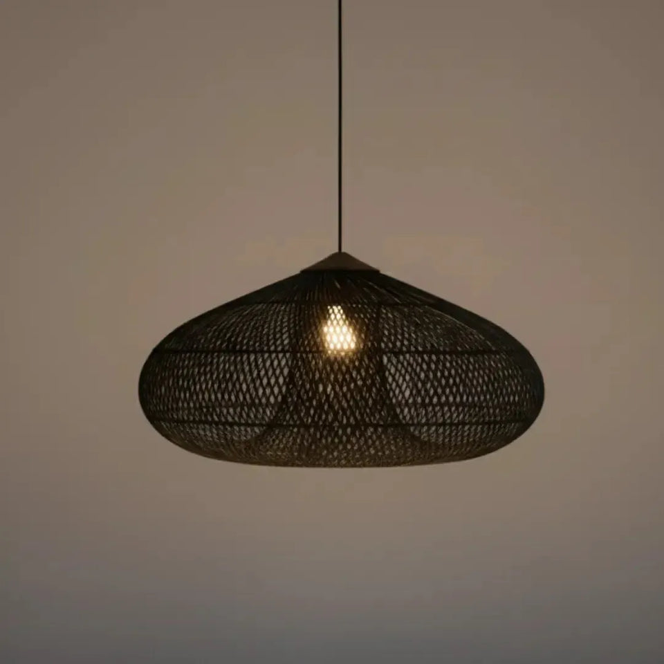 Luminária Artesanal Rattan Preta Ayla 80x51cm Bahali