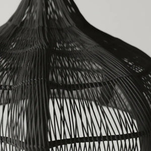 Luminária Artesanal Rattan Preta Fleur 150cm Bahali