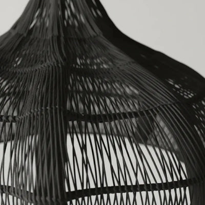Luminária Artesanal Rattan Preta Fleur 150cm Bahali