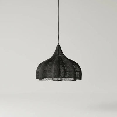 Luminária Artesanal Rattan Preta Fleur 150cm Bahali