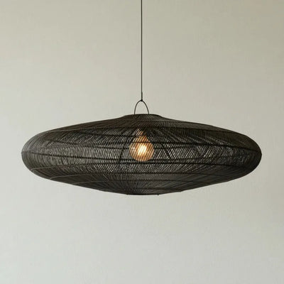 Luminária Artesanal Rattan Preta Gaia 150x47cm Bahali