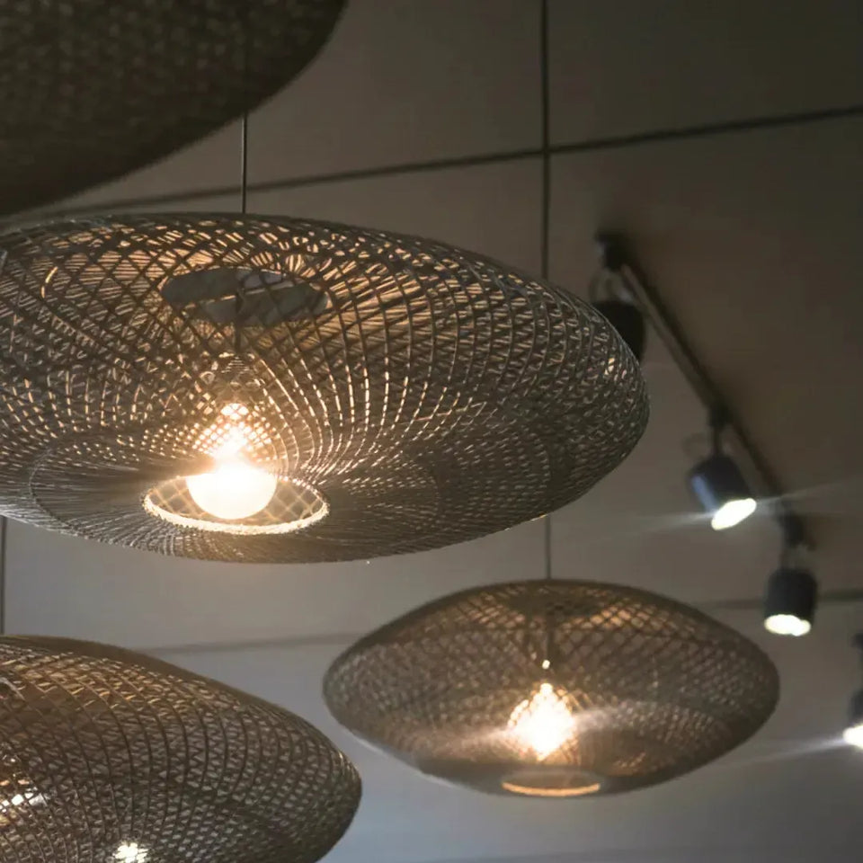 Luminária Artesanal Rattan Preta Gaia 200x55cm Bahali