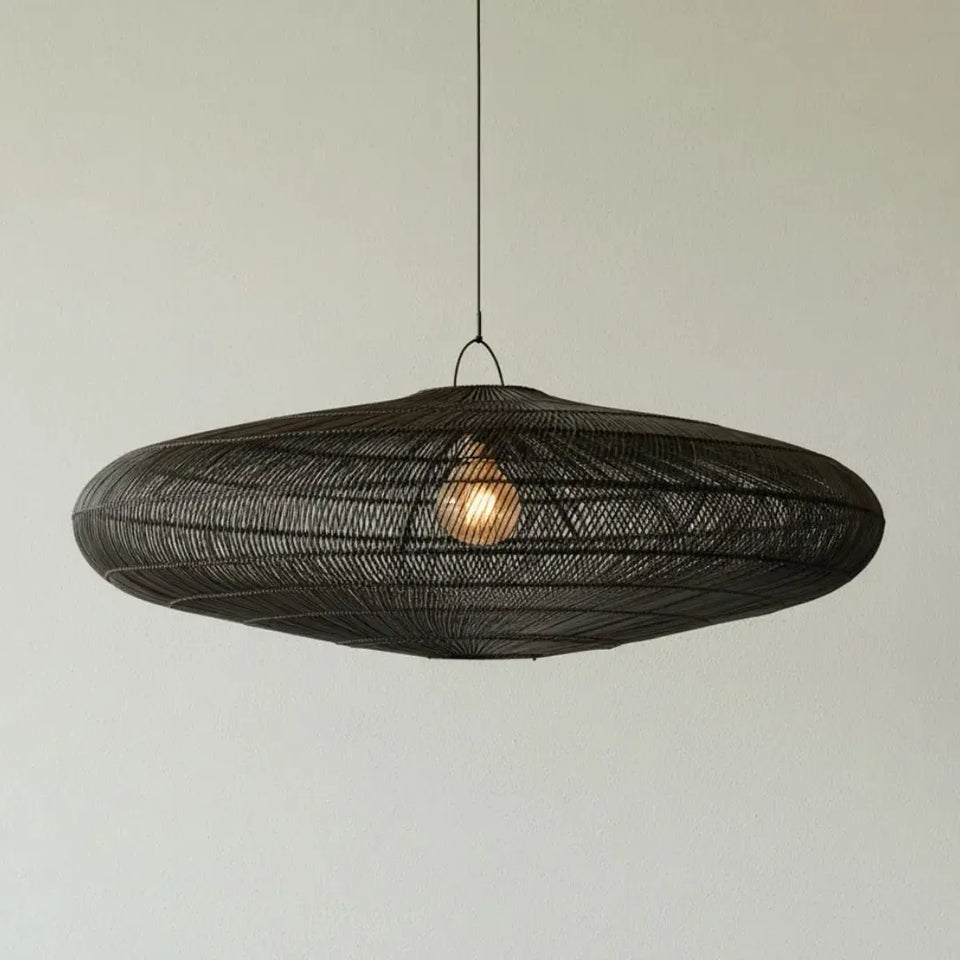 Luminária Artesanal Rattan Preta Gaia 150x47cm Bahali