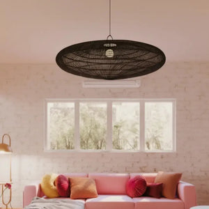 Luminária Artesanal Rattan Preta Gaia 150x47cm Bahali