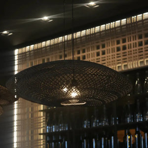 Luminária Artesanal Rattan Preta Gaia 75x30cm Bahali
