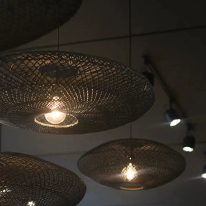 Luminária Artesanal Rattan Preta Gaia 75x30cm Bahali