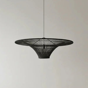 Luminária Artesanal Rattan Preta Liora 150x43cm Bahali