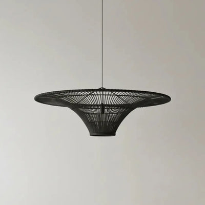 Luminária Artesanal Rattan Preta Liora 110x30cm Bahali