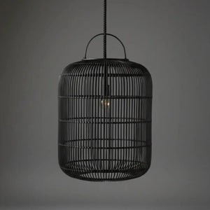 Luminária Artesanal Rattan Preta Nala 50x60cm Bahali