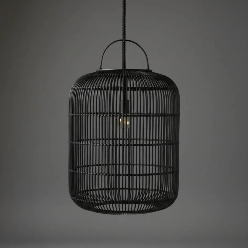 Luminária Artesanal Rattan Preta Nala 50x60cm Bahali