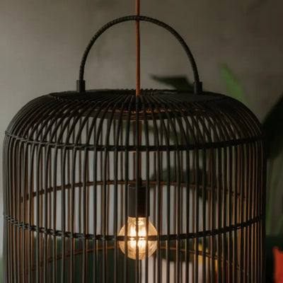 Luminária Artesanal Rattan Preta Nala 50x80cm Bahali