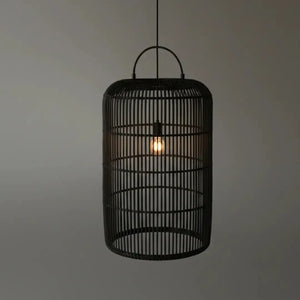 Luminária Artesanal Rattan Preta Nala 50x80cm Bahali