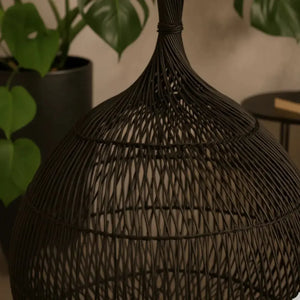 Luminária Artesanal Rattan Preta Noa 50x80cm Bahali