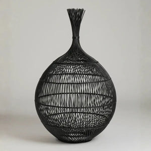 Luminária Artesanal Rattan Preta Noa 50x80cm Bahali