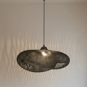 Luminária Artesanal Rattan Preto Nami 80cm Bahali
