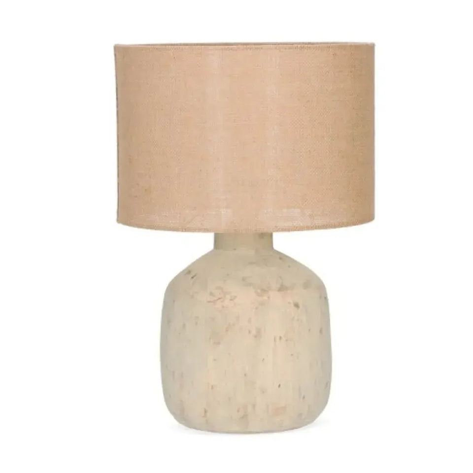 Luminária de Mesa Bivolt Cerâmica e Fibra Natural Bege Mart