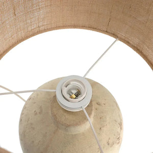 Luminária de Mesa Bivolt Cerâmica e Fibra Natural Bege Mart