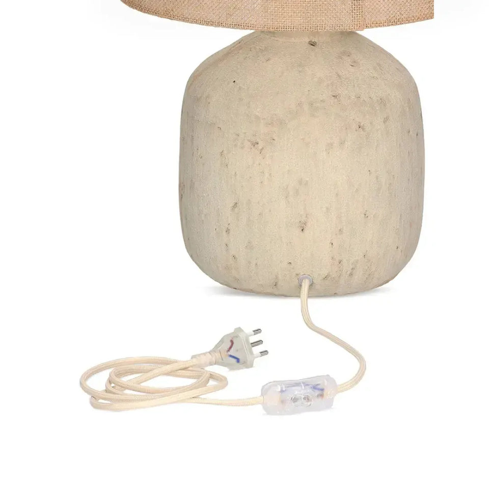 Luminária de Mesa Bivolt Cerâmica e Fibra Natural Bege Mart